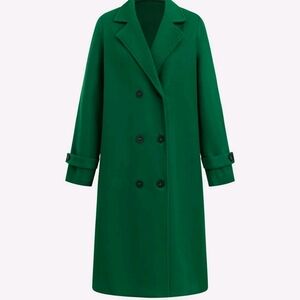 Elegant Green Double-Breasted Coat